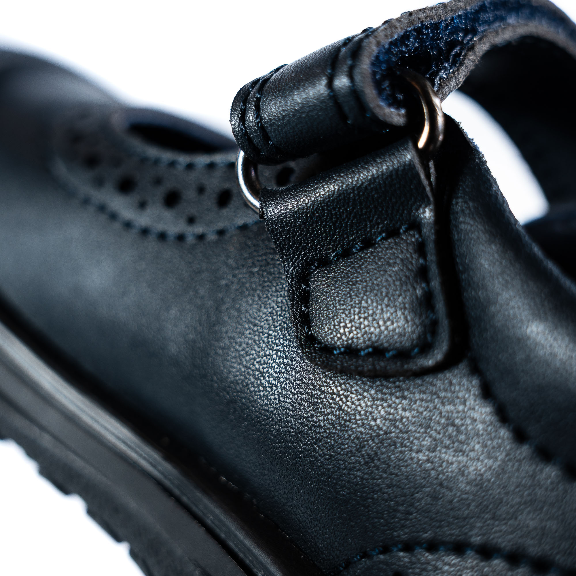 Sapatos de Presilha com Fecho Aderente para Uniforme Escolar Azul-6