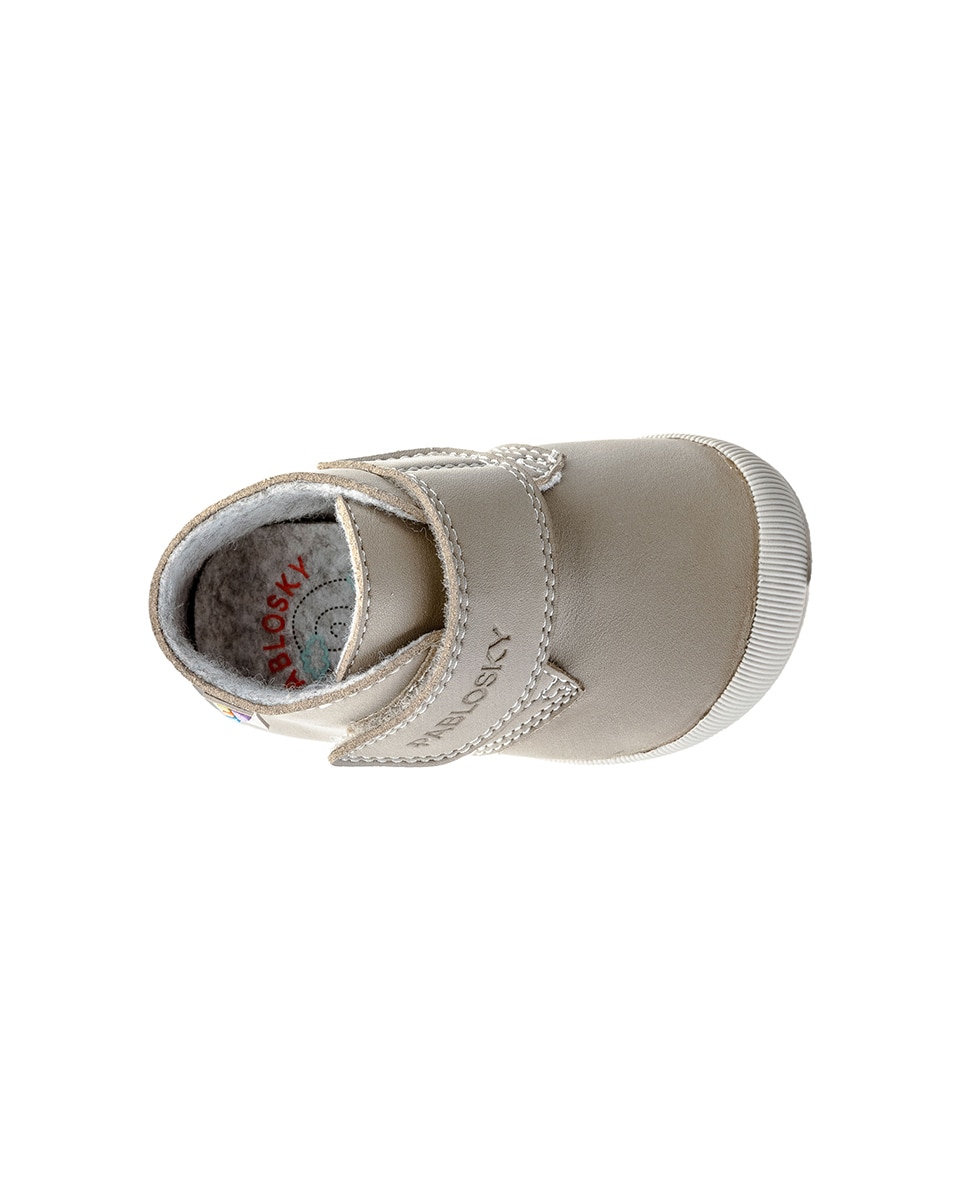 Botas para Bebé Pablosky Barefoot com Velcro Bege-5
