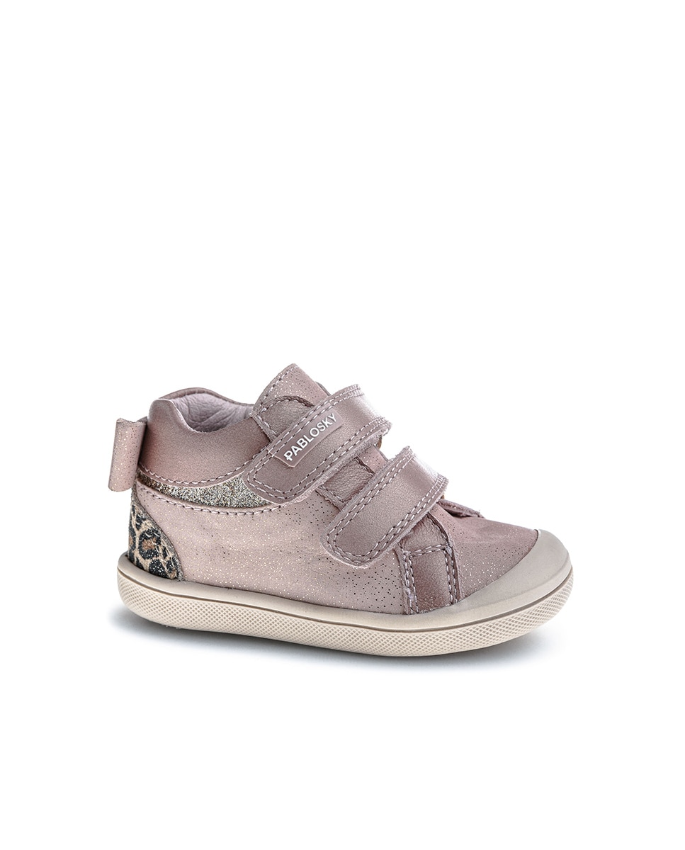 Botas para Bebés Pablosky de Pele com Velcro Rosa-1