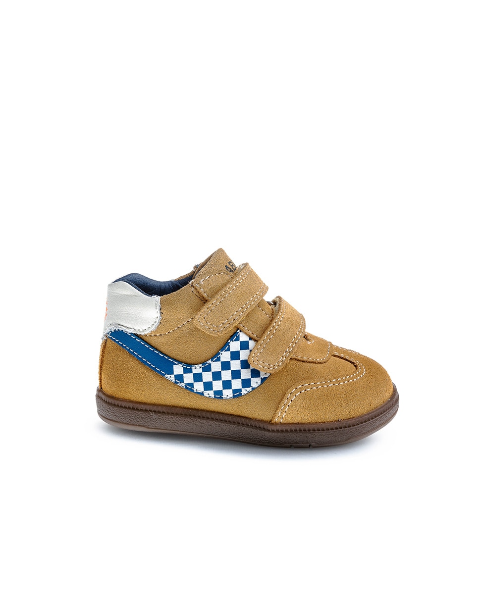 Botas Barefoot em Pele com Fecho Aderente Amarelo-1