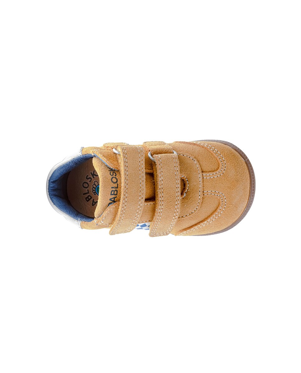 Botas Barefoot em Pele com Fecho Aderente Amarelo-5