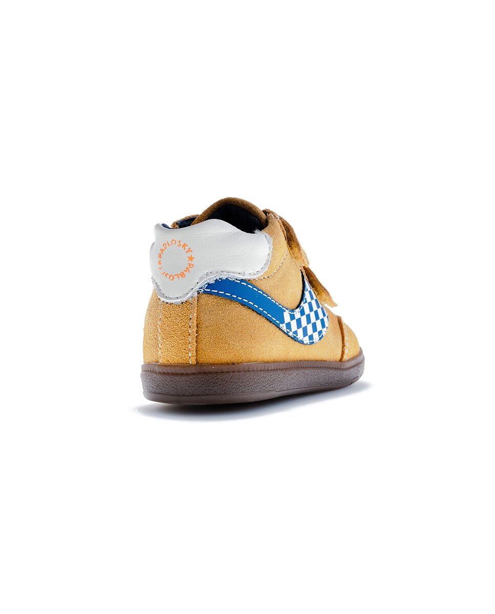 Botas Barefoot em Pele com Fecho Aderente Amarelo-7