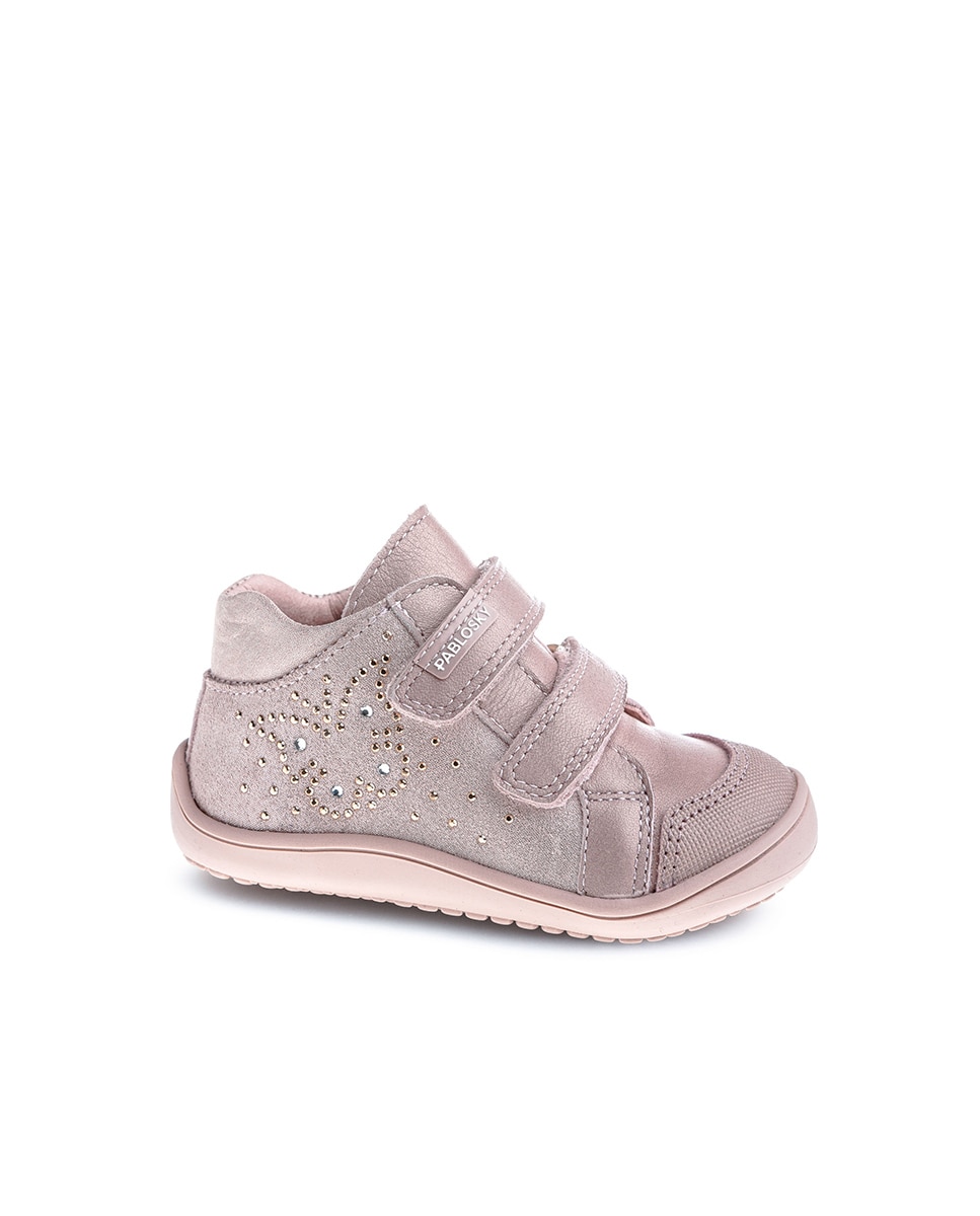Botas para Bebés Pablosky de Pele com Velcro Rosa-1