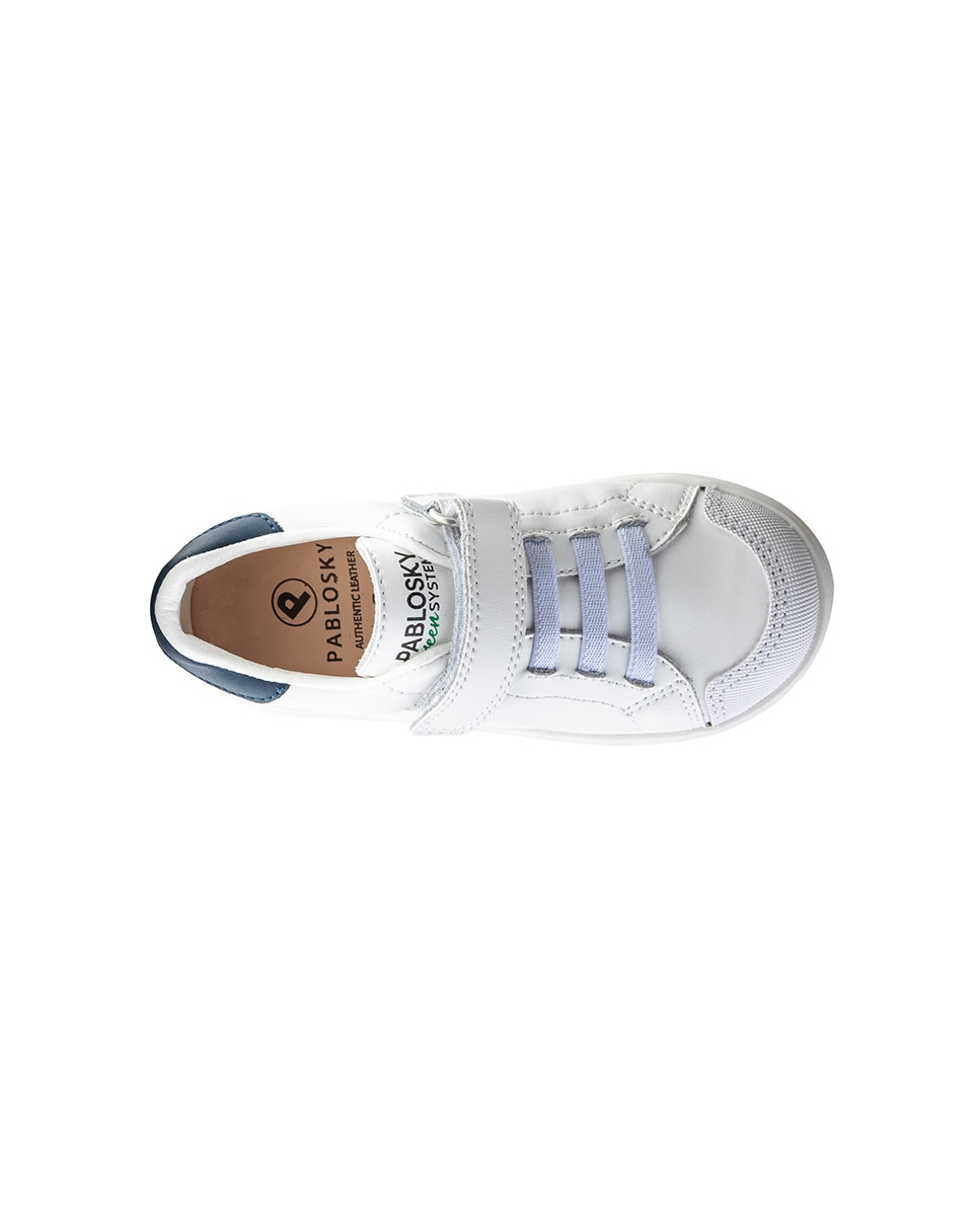 Sapatilhas Pablosky de Pele com Velcro Azul-4