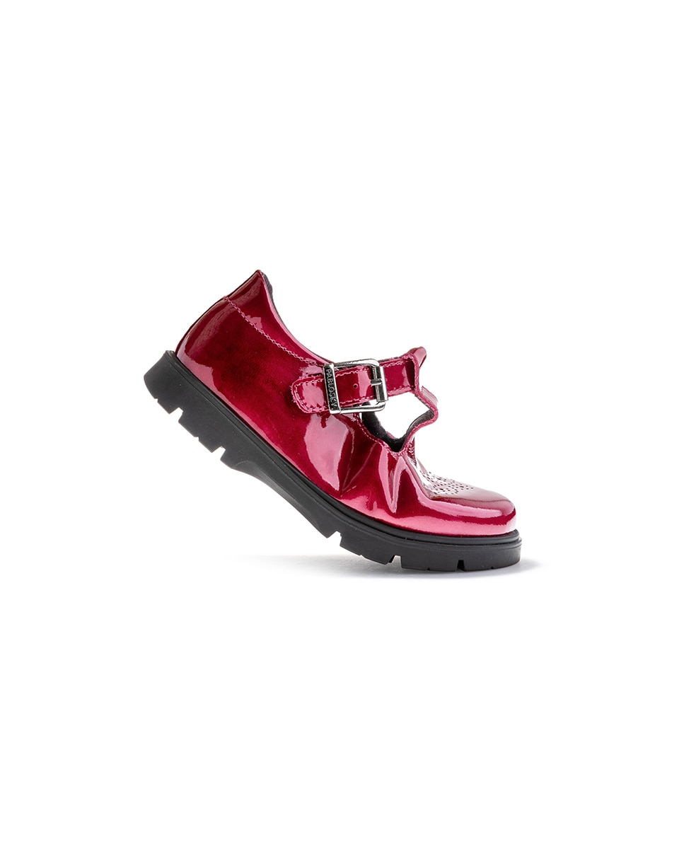 Sapatos de Presilha Infantil Pablosky de Pele com Fivela Rosa-6