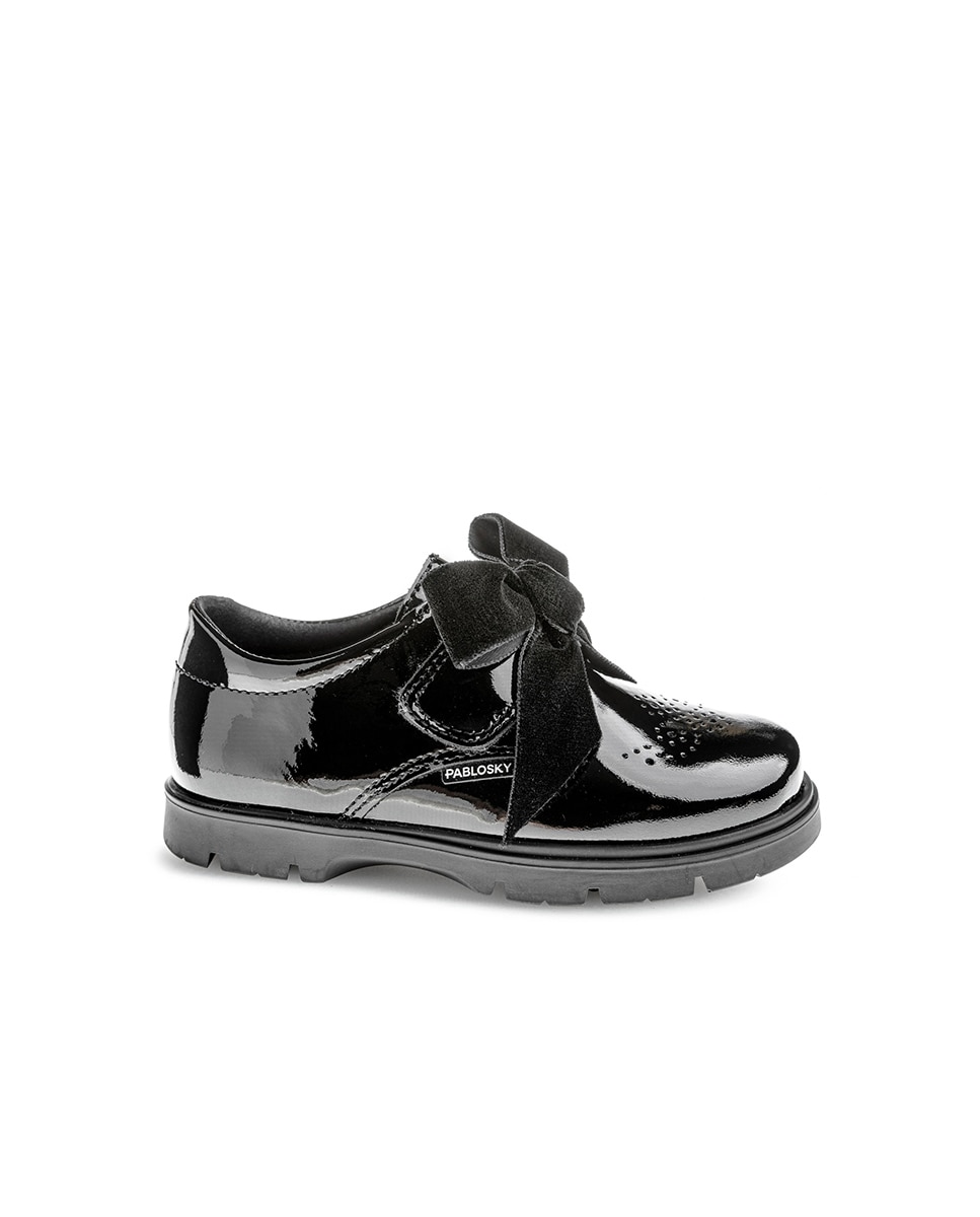 Mocassins Infantil Pablosky de Pele com Velcro Preto-1