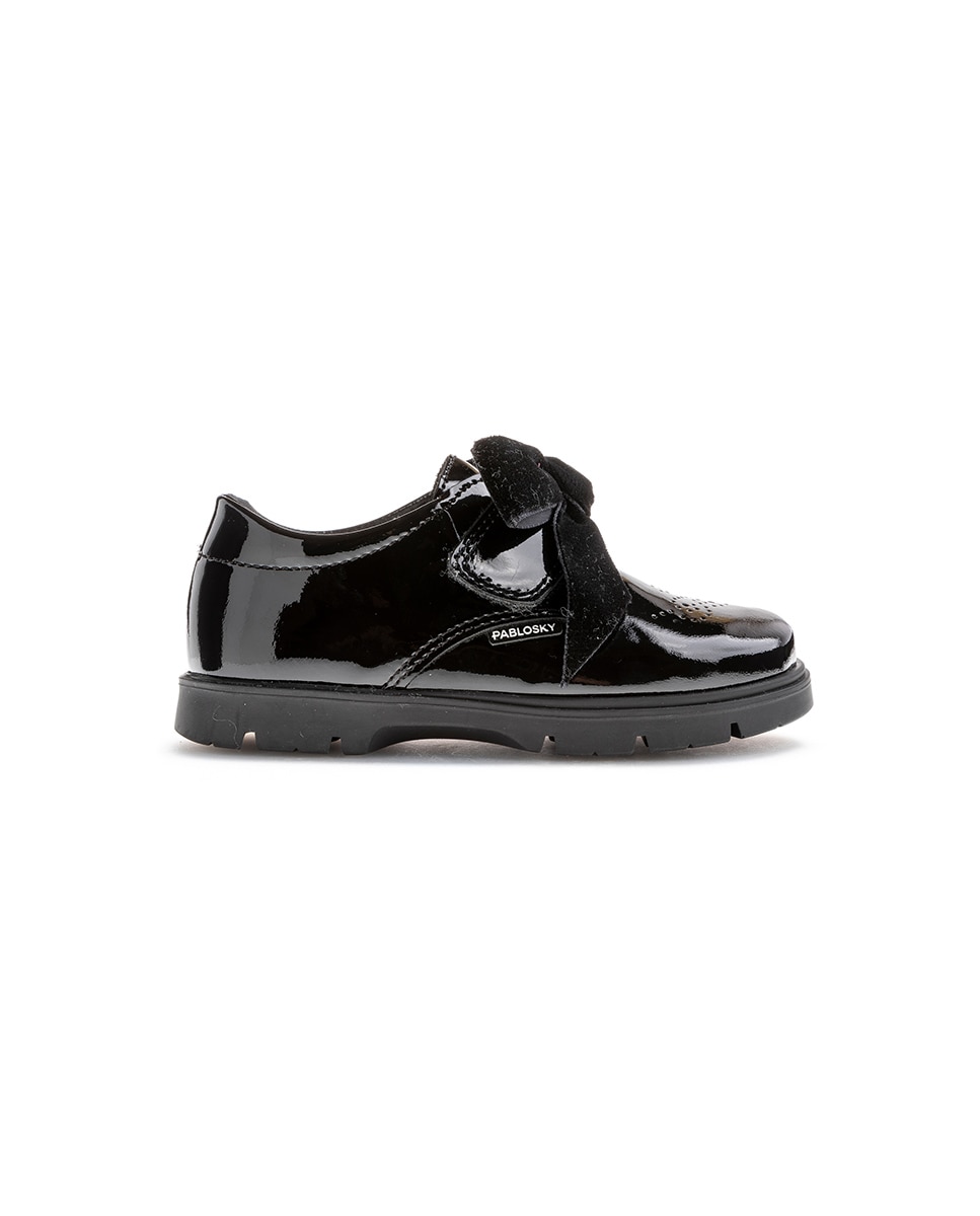 Mocassins Infantil Pablosky de Pele com Velcro Preto-7