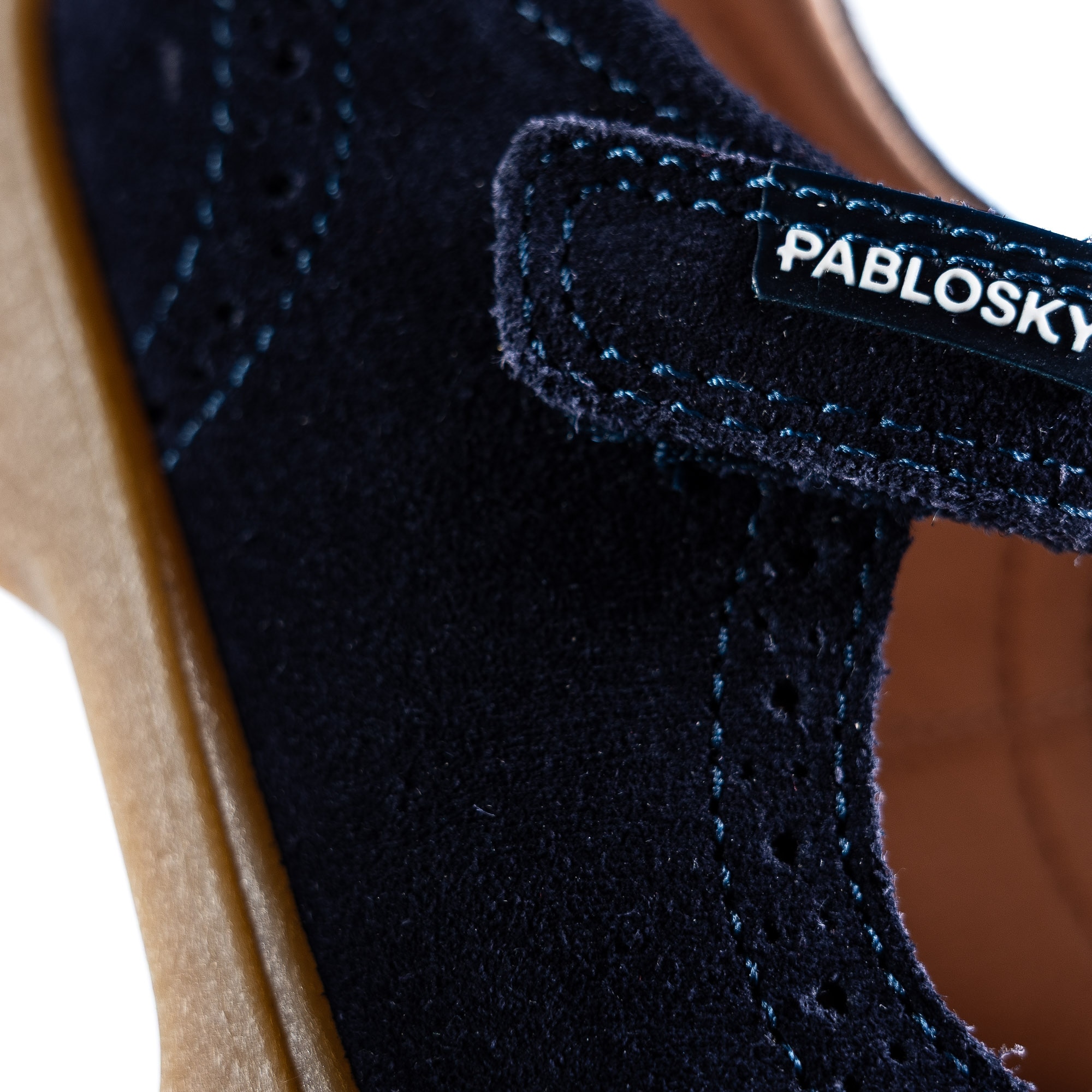 Sapatos de Presilha Infantil Pablosky de Pele com Velcro Azul-4