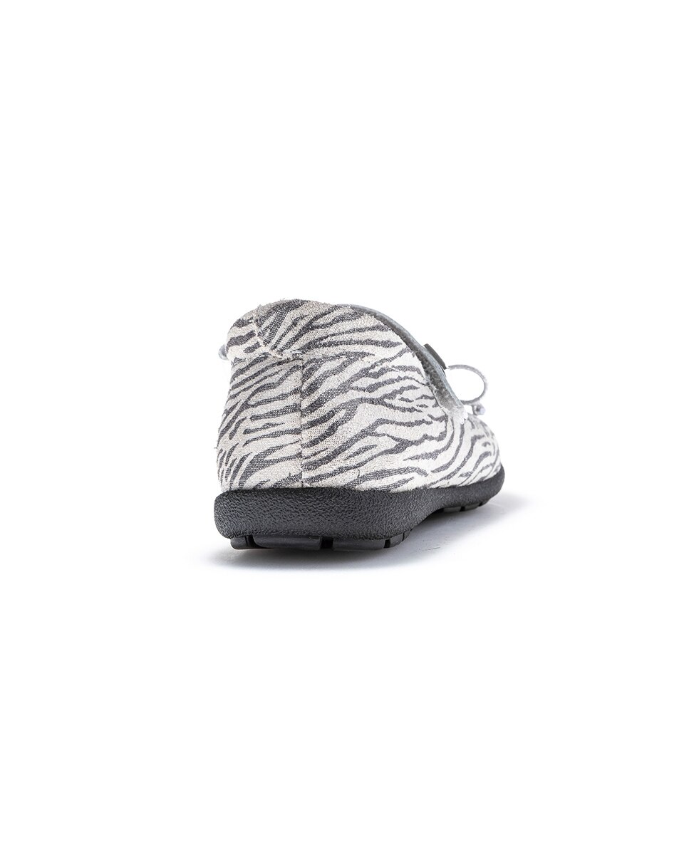 Sapatos de Presilha Infantil Pablosky de Pele com Velcro Prata-5