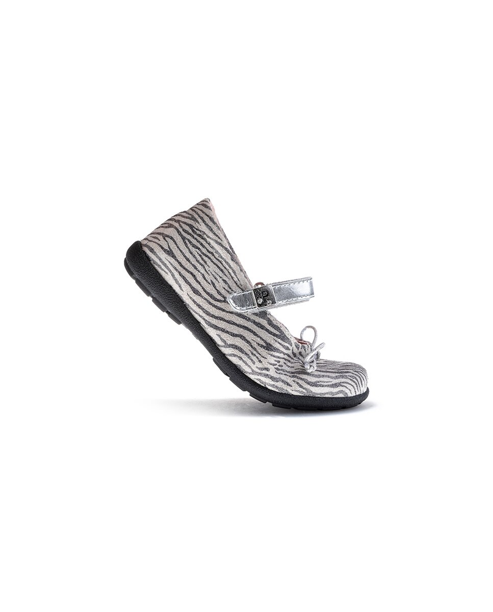 Sapatos de Presilha Infantil Pablosky de Pele com Velcro Prata-6