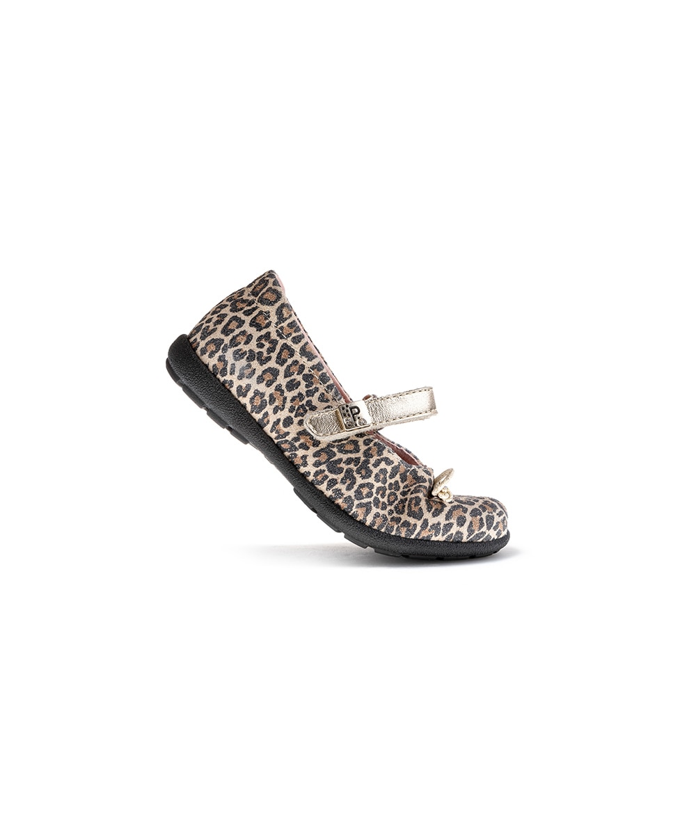 Sapatos de Presilha Infantil Pablosky de Pele com Velcro Natural-6