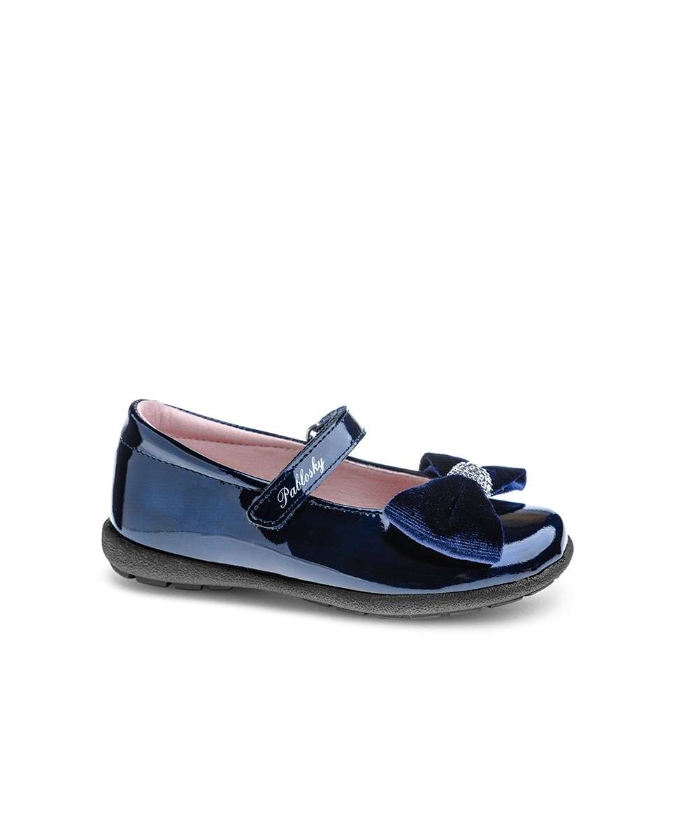 Sapatos de Presilha Infantil Pablosky de Pele com Velcro Azul-1