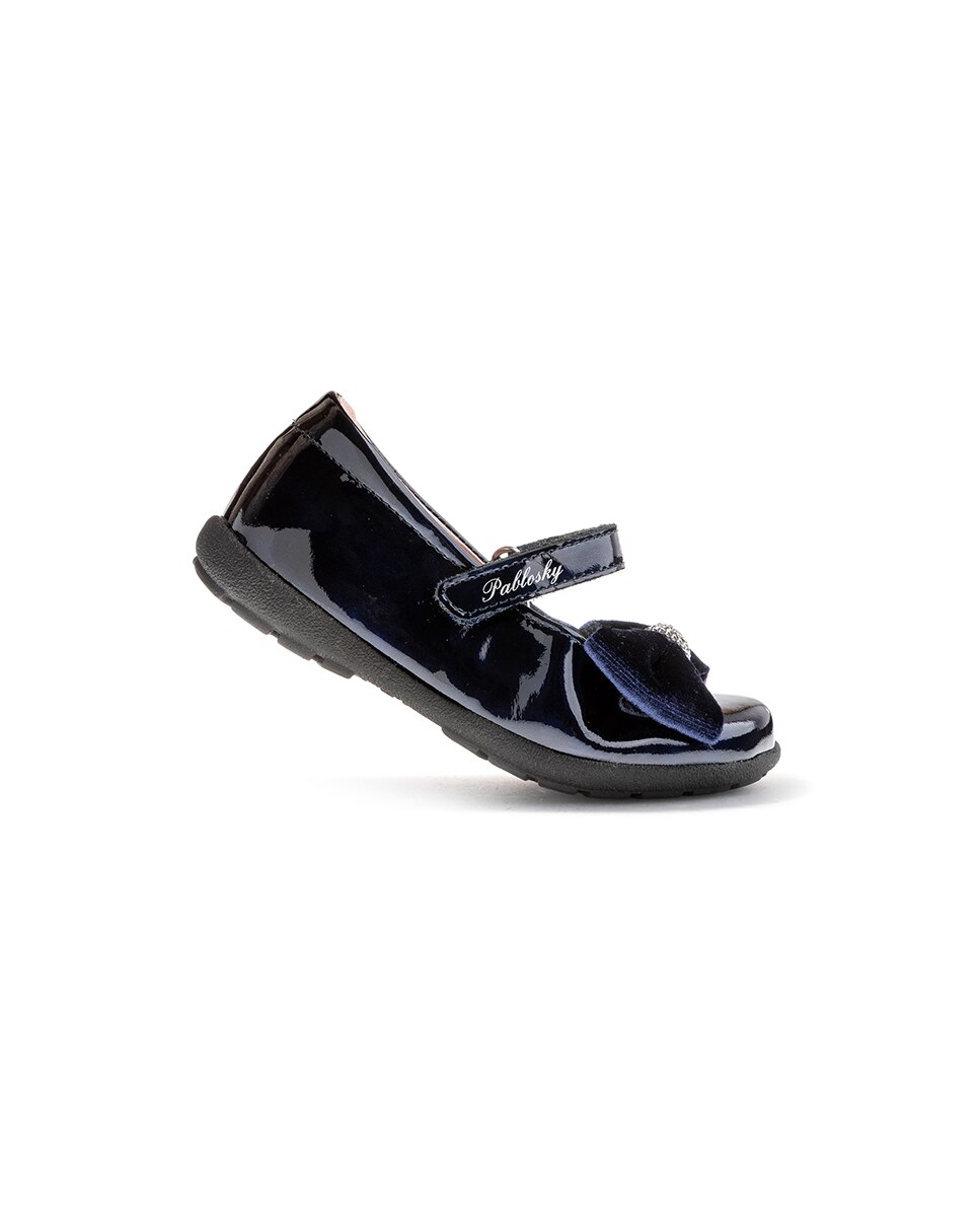 Sapatos de Presilha Infantil Pablosky de Pele com Velcro Azul-6