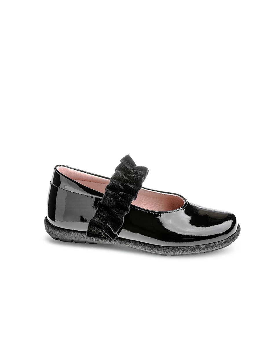 Sapatos de Presilha Infantil Pablosky de Pele com Elástico Preto-1