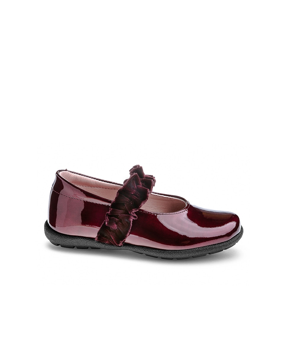 Sapatos de Presilha Infantil Pablosky de Pele com Elástico Vermelho-1