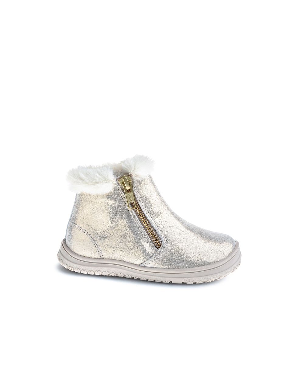 Botins Pablosky de Pele com Fecho Zip Branco-1