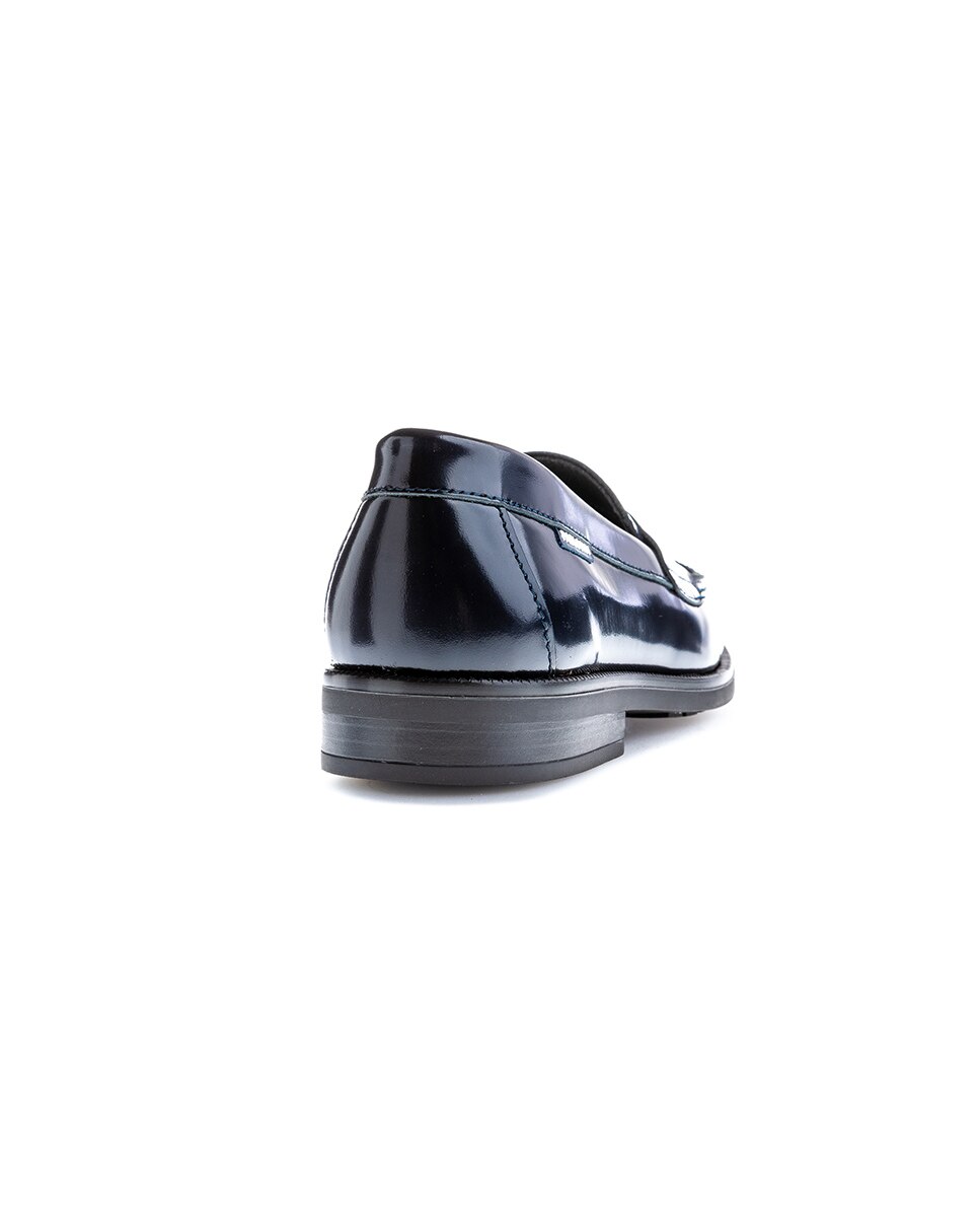 Mocassins Infantil de Pele Abertos Azul-5