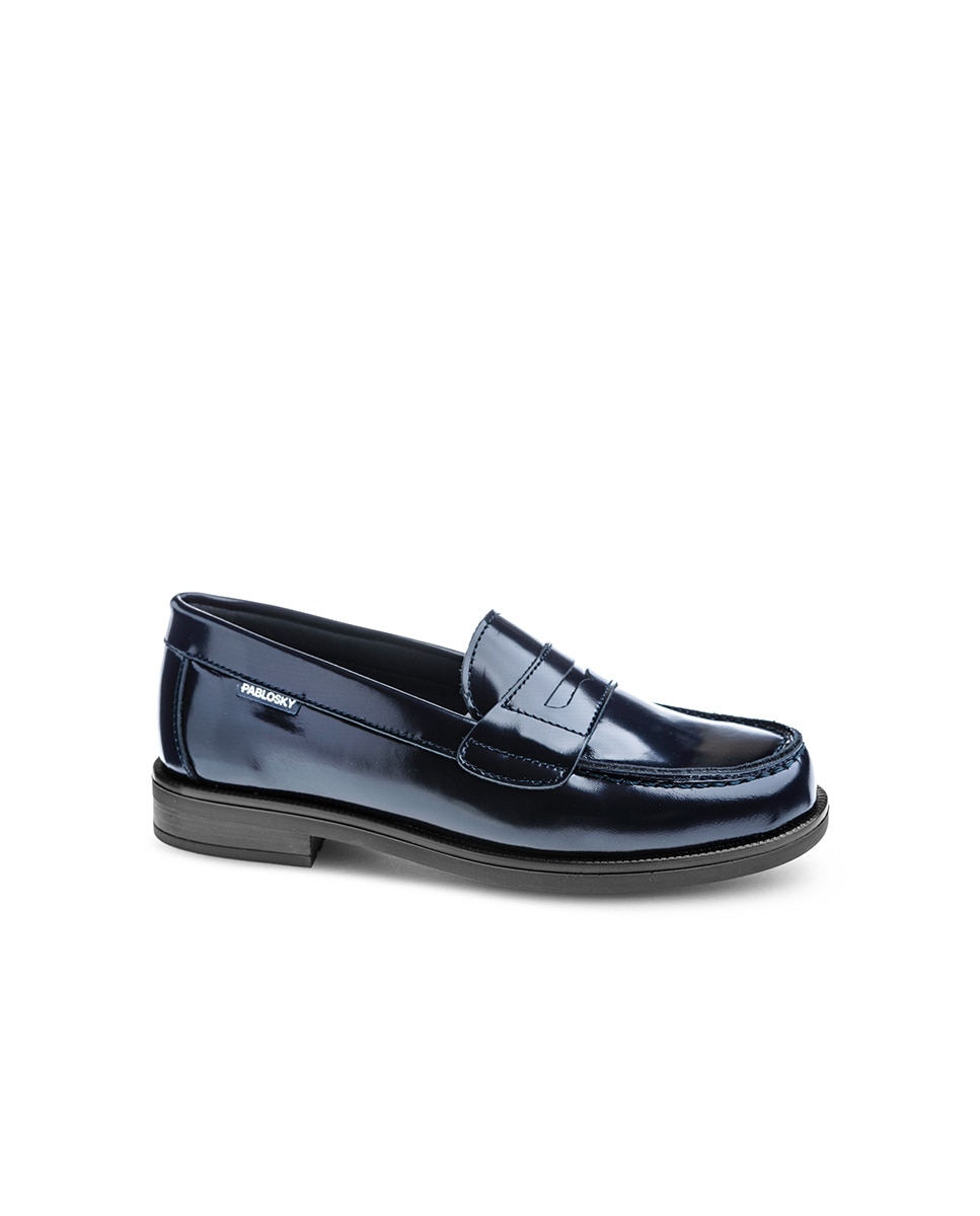Mocassins Infantil Pablosky de Pele para a Escola Azul-1