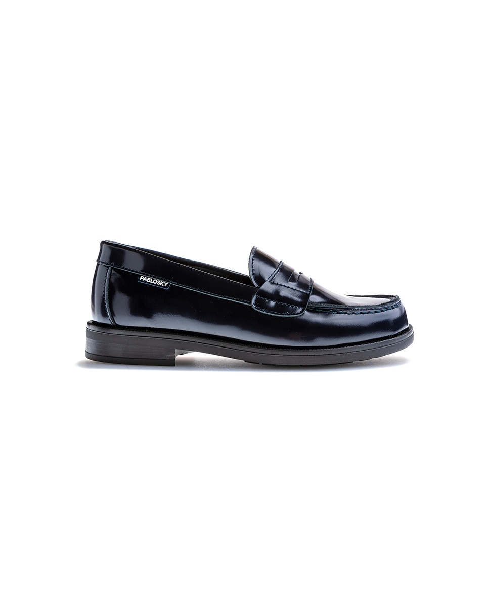 Mocassins Infantil Pablosky de Pele para a Escola Azul-7