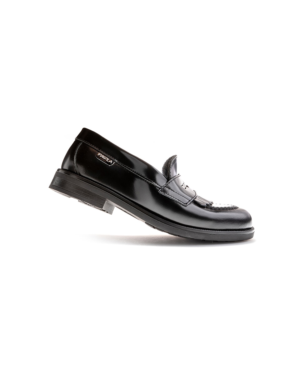 Mocassins em Pele para Uniforme Escolar Preto-5
