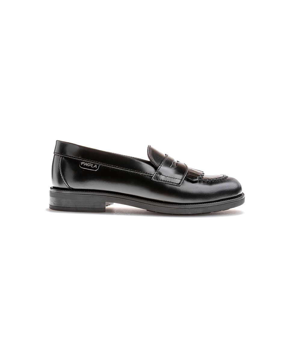 Mocassins em Pele para Uniforme Escolar Preto-6