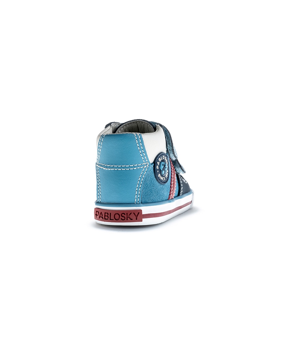 Botas para Bebés Pablosky de Pele com Velcro Azul-5