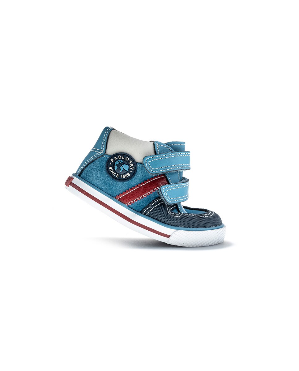 Botas para Bebés Pablosky de Pele com Velcro Azul-6