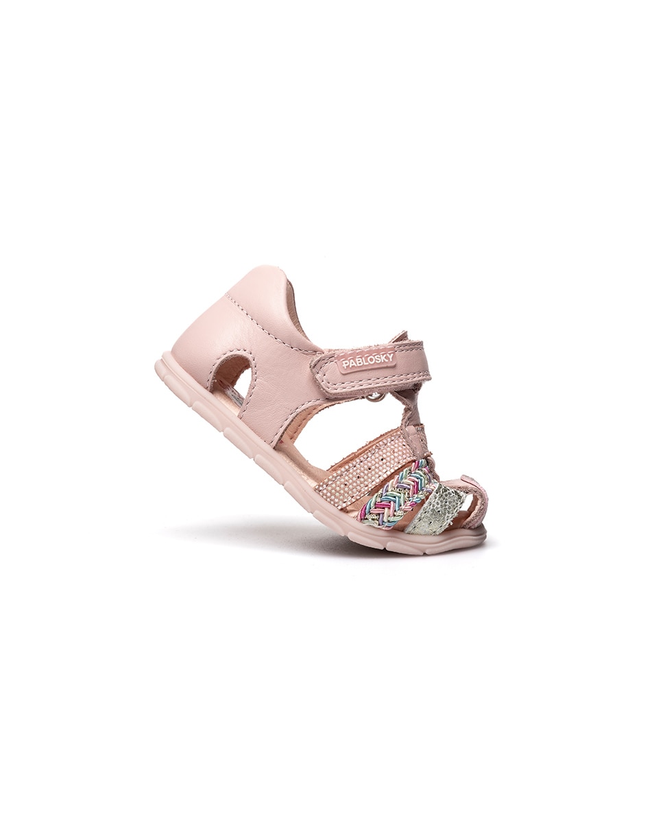 Sandálias para Bebé Barefoot com Velcro Pablosky Rosa-claro-7