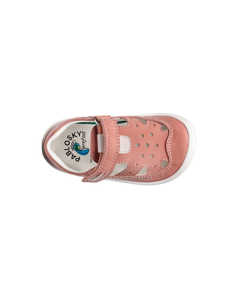 Sandálias para Bebé Barefoot com Velcro Pablosky Rosa-claro-5