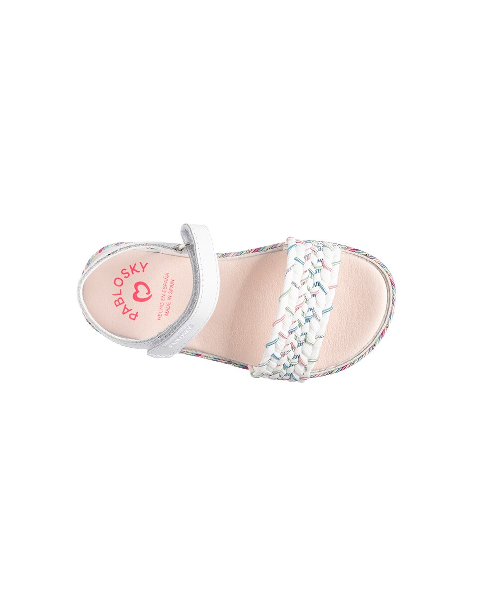 Sandálias Abertas Infantil com Velcro Pablosky Branco-5