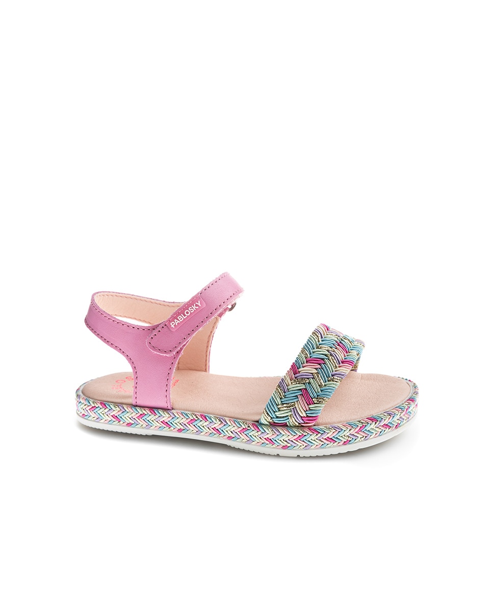 Sandálias Abertas Infantil com Velcro Pablosky Rosa-1