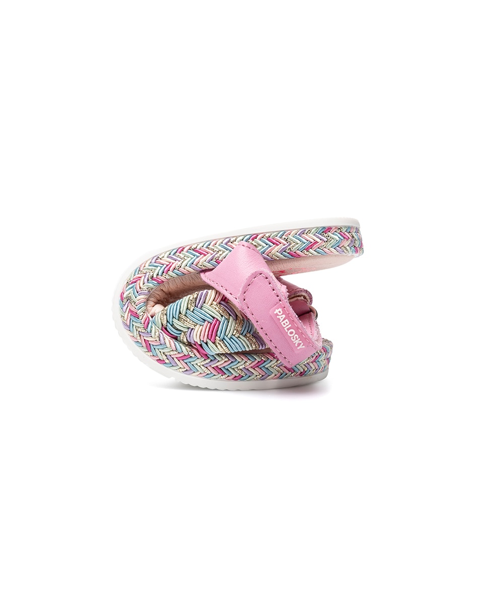 Sandálias Abertas Infantil com Velcro Pablosky Rosa-2