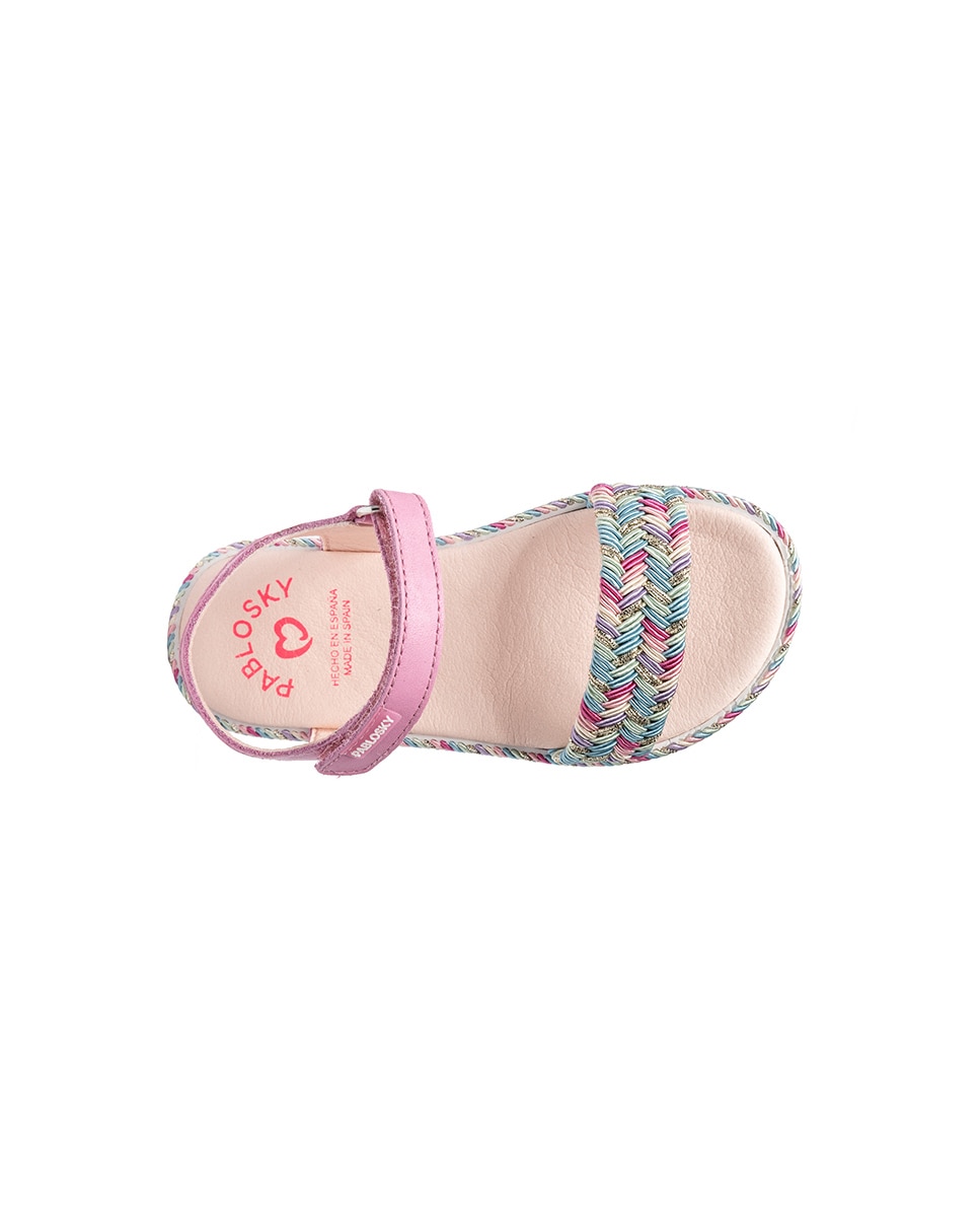 Sandálias Abertas Infantil com Velcro Pablosky Rosa-5