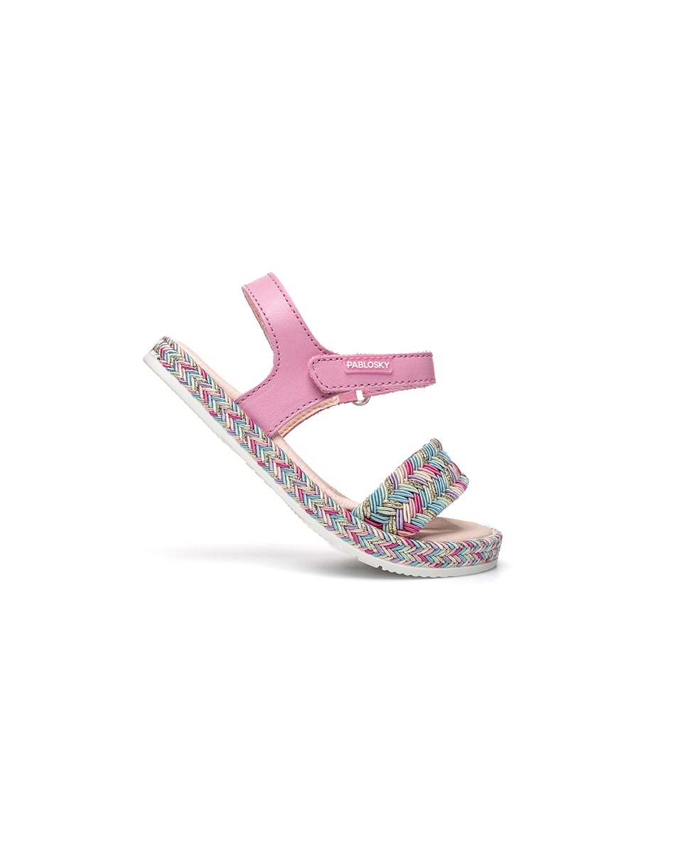Sandálias Abertas Infantil com Velcro Pablosky Rosa-7