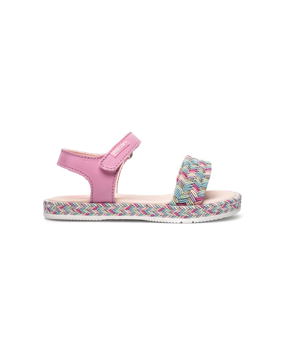 Sandálias Abertas Infantil com Velcro Pablosky Rosa-8