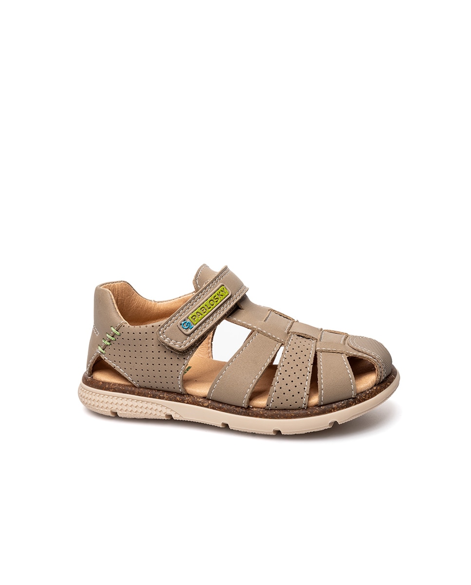 Sandálias Fechadas Infantil com Velcro Pablosky Bege-1