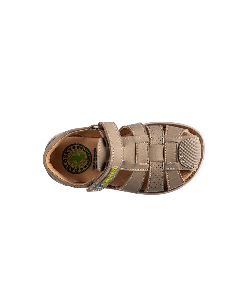 Sandálias Fechadas Infantil com Velcro Pablosky Bege-4