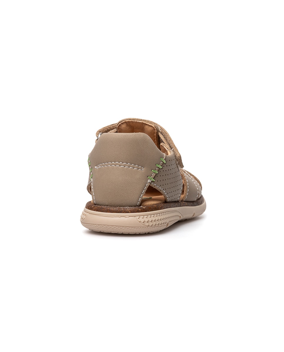 Sandálias Fechadas Infantil com Velcro Pablosky Bege-5