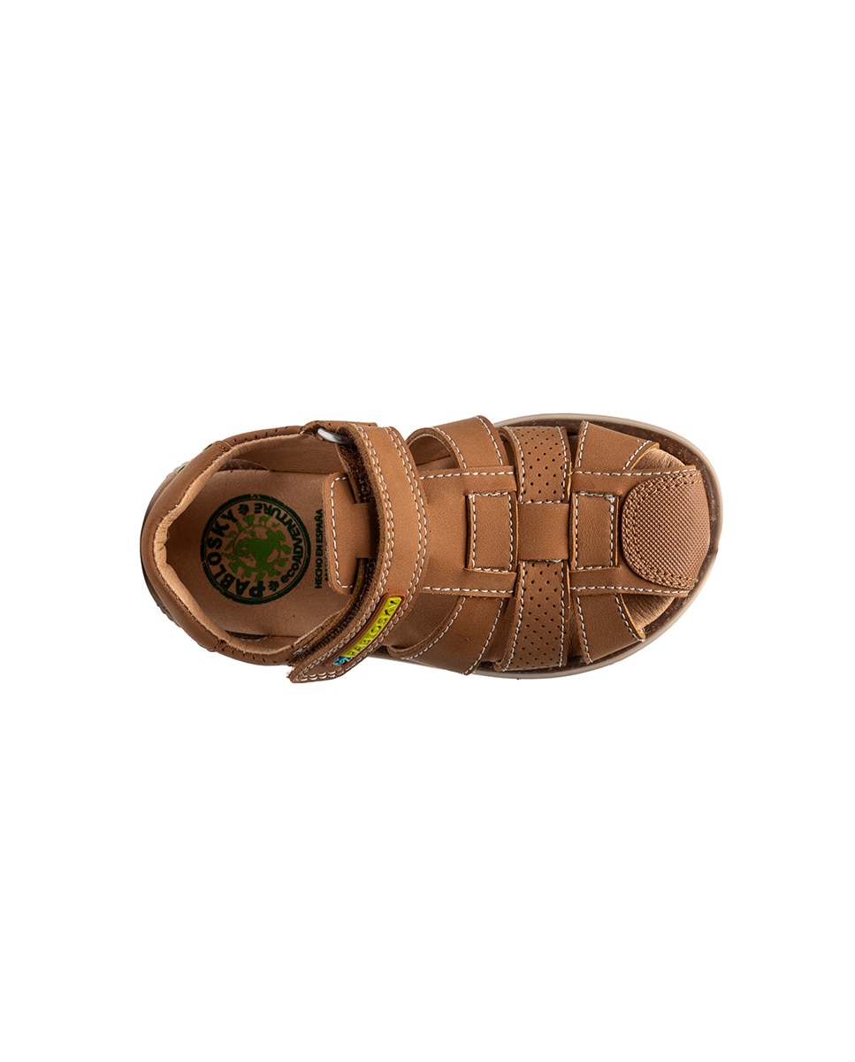 Sandálias Fechadas Infantil com Velcro Castanho-claro-4