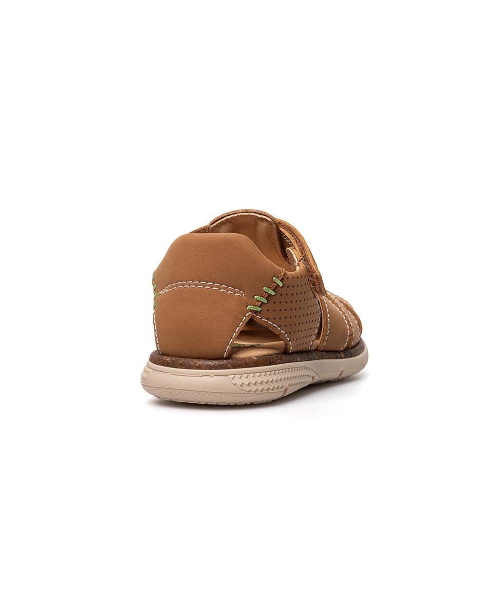 Sandálias Fechadas Infantil com Velcro Castanho-claro-5