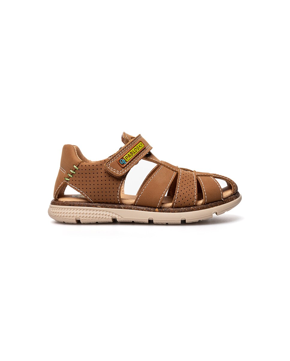 Sandálias Fechadas Infantil com Velcro Castanho-claro-7