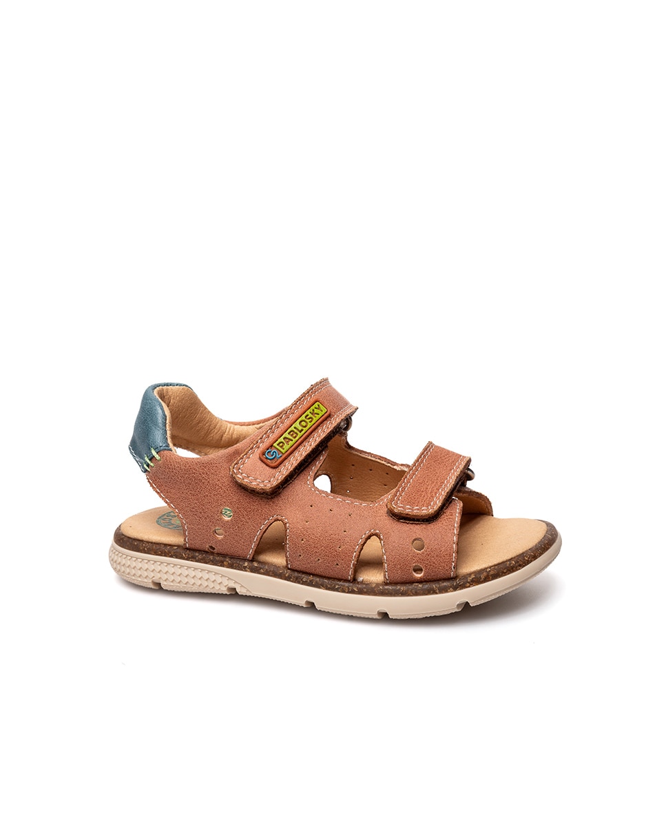 Sandálias Fechadas Infantil com Velcro Pablosky Castanho-1