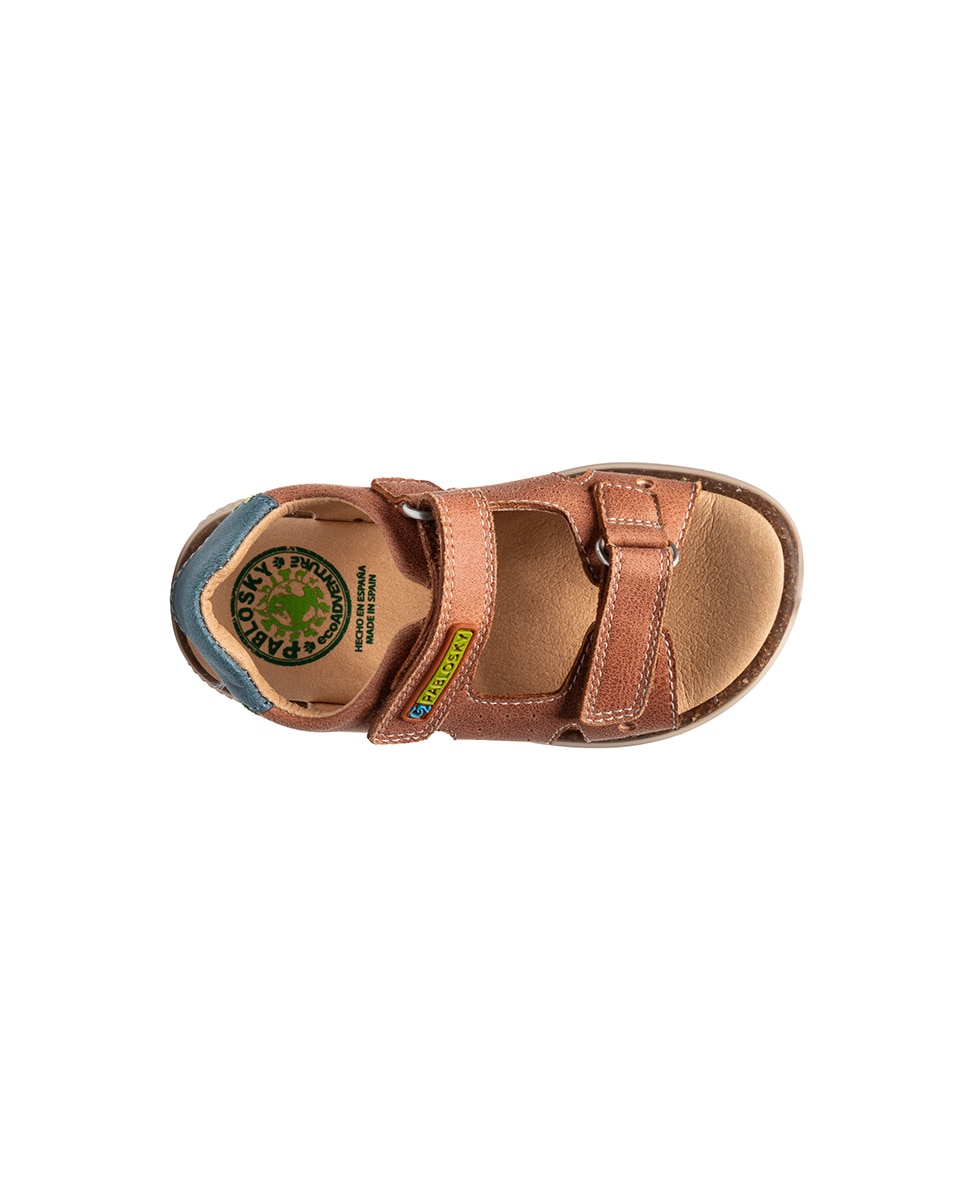 Sandálias Fechadas Infantil com Velcro Pablosky Castanho-4