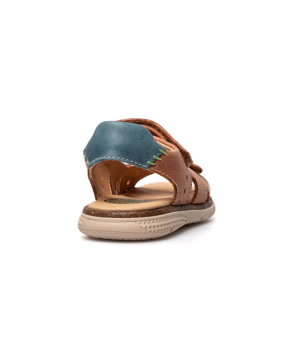 Sandálias Fechadas Infantil com Velcro Pablosky Castanho-5