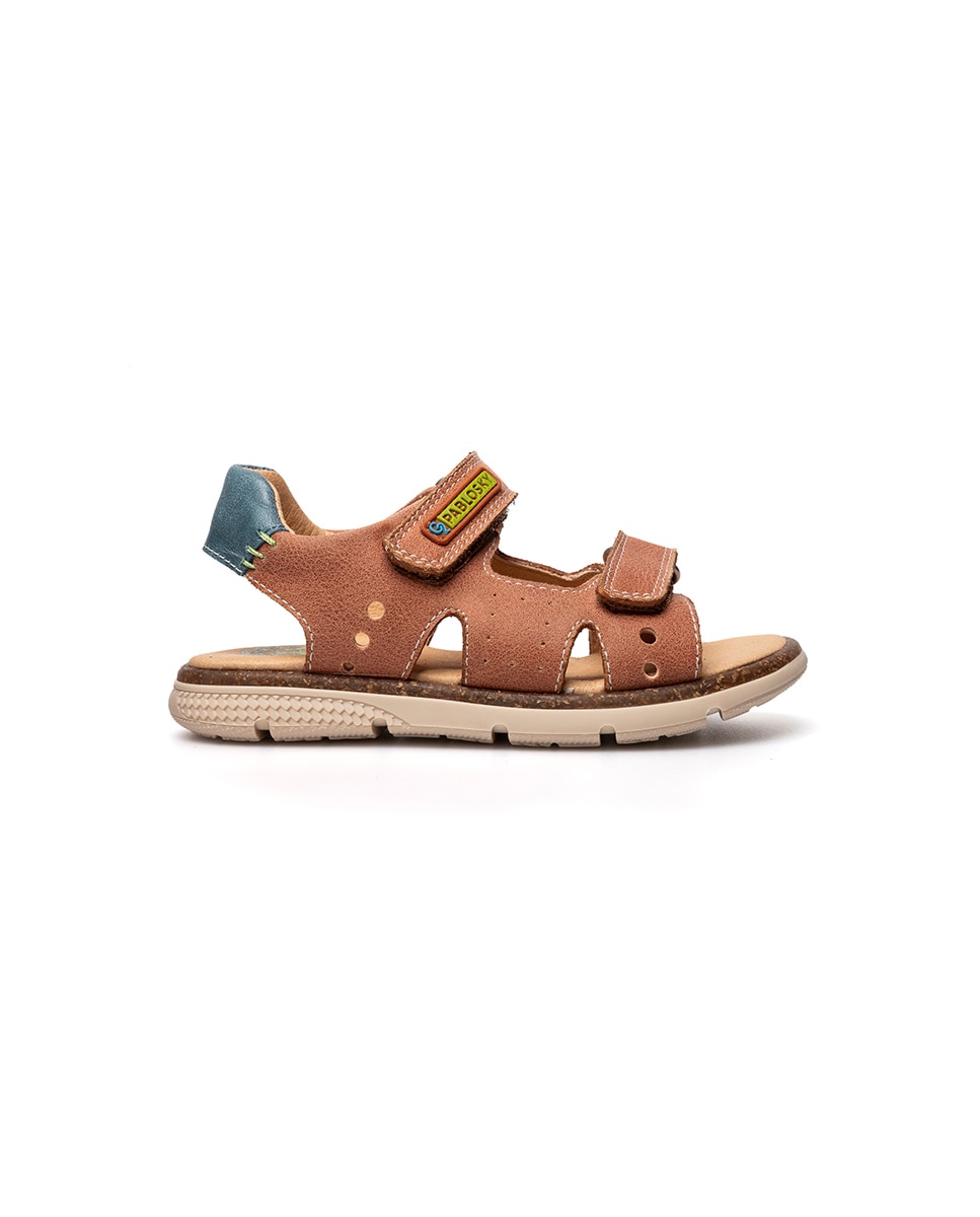 Sandálias Fechadas Infantil com Velcro Pablosky Castanho-7