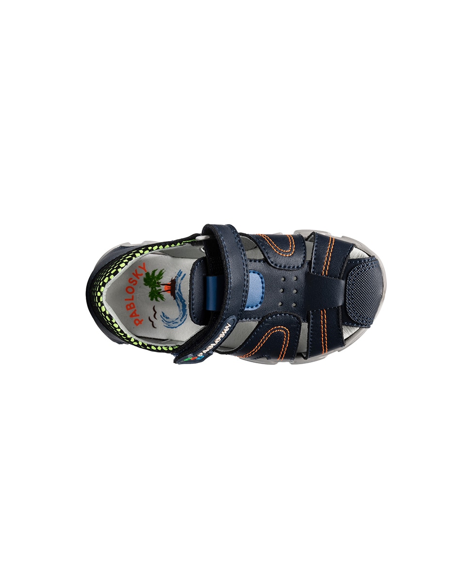 Sandálias Fechadas Infantil com Velcro Azul-marinho-5