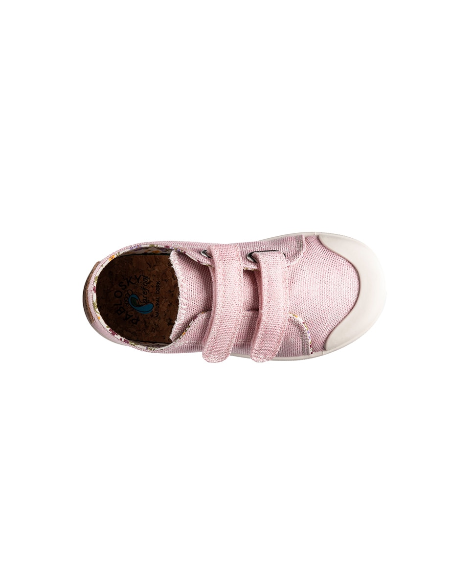 Sapatilhas de Lona Infantil Barefoot com Velcro Pablosky Rosa-claro-5