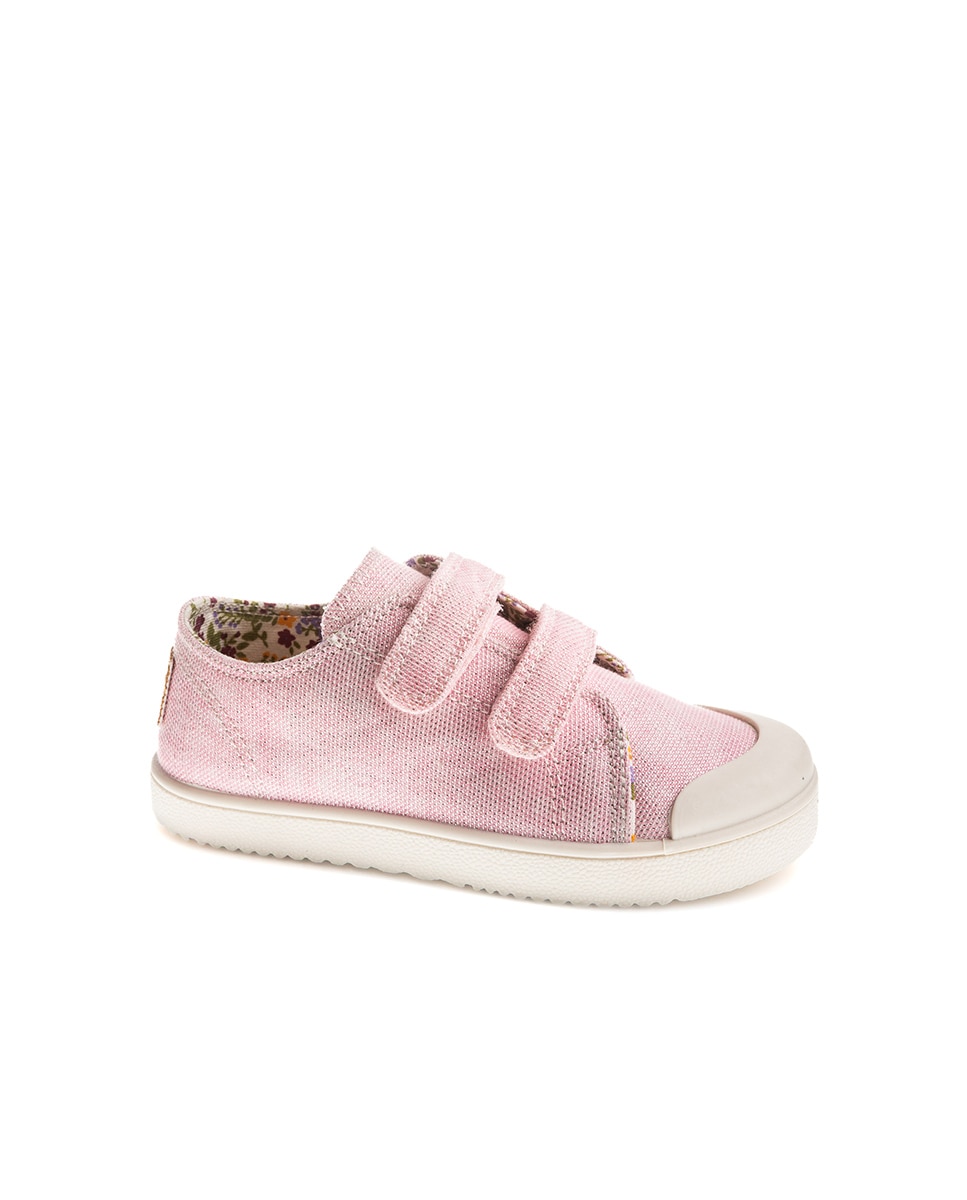 Sapatilhas de Lona Infantil Barefoot com Velcro Pablosky Rosa-claro-1