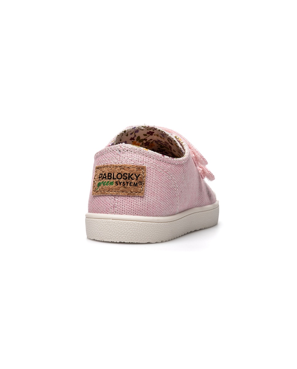 Sapatilhas de Lona Infantil Barefoot com Velcro Pablosky Rosa-claro-6