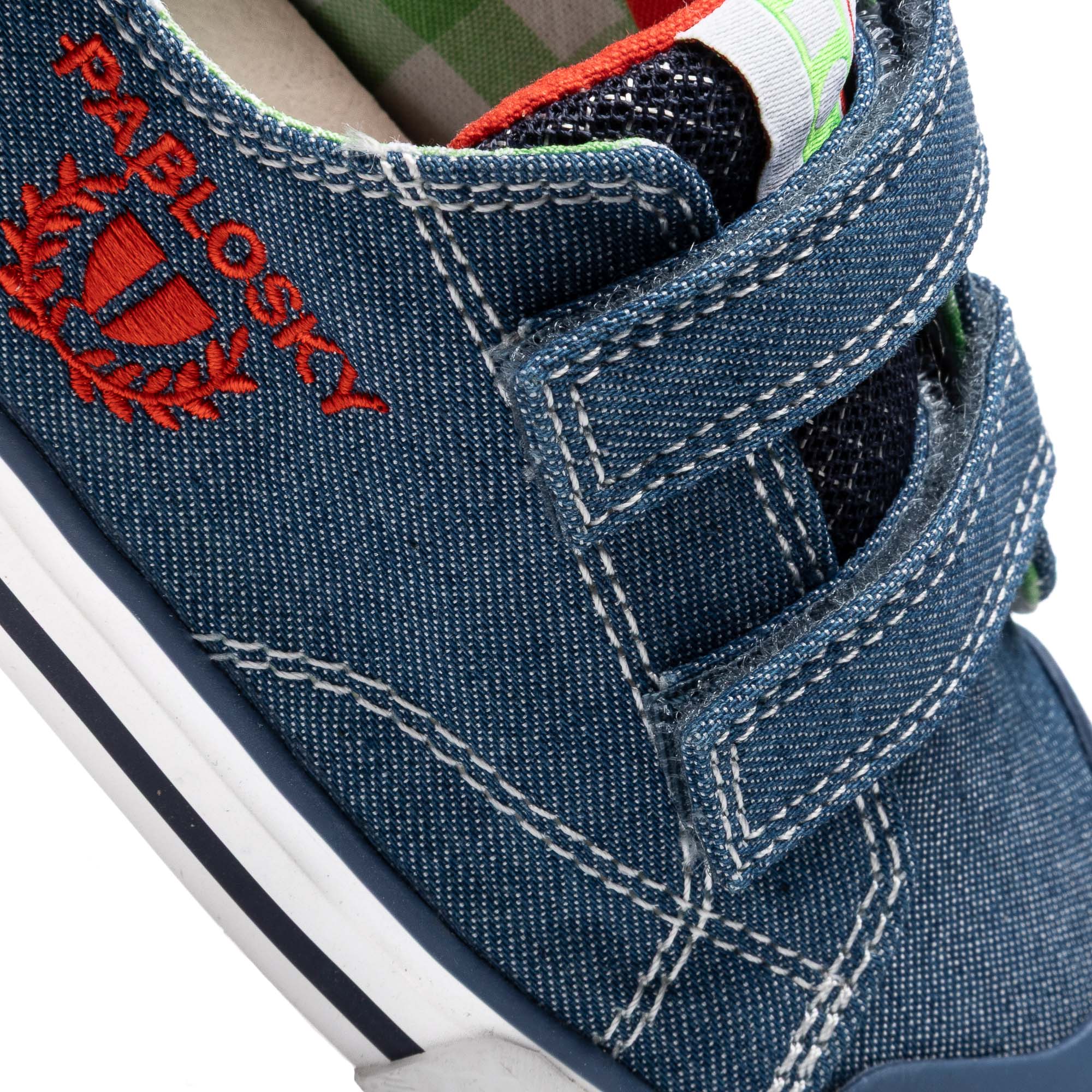 Sapatilhas de Lona Infantil Barefoot com Velcro Pablosky Azul-3